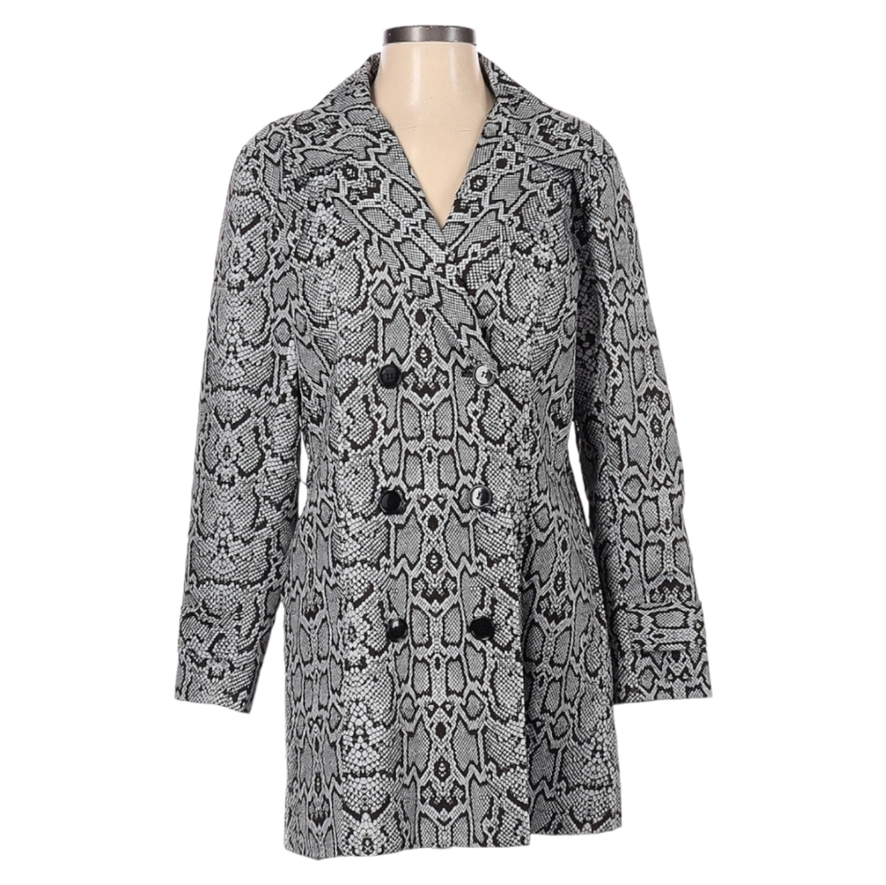 Jonathan Michael Snake Print Jacket‎ Size 4 Black White Animal Print Long Line
